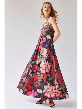 Free People Strapless Floral Maxi Dress in Multicolor